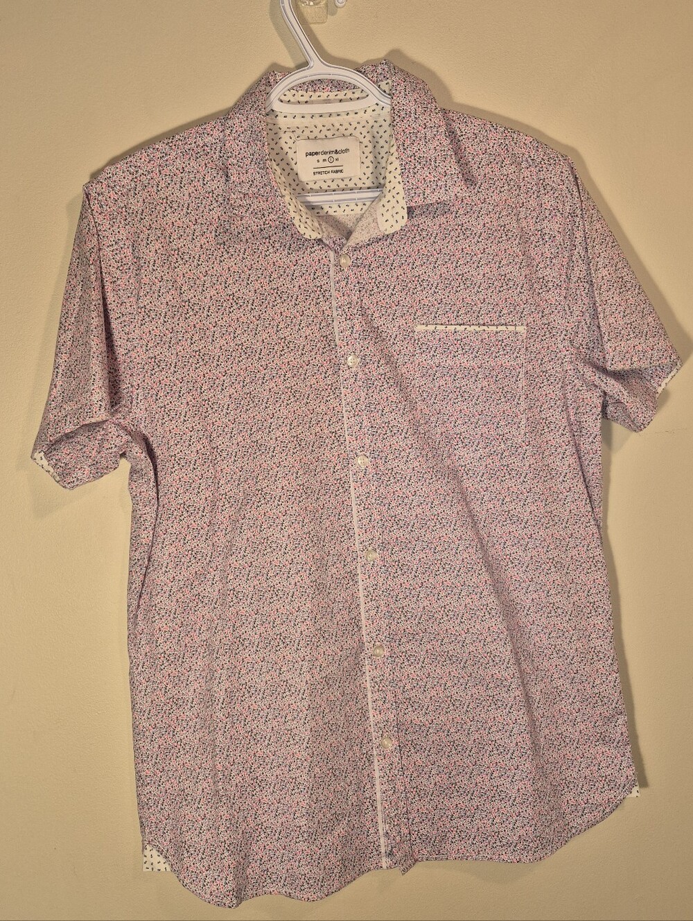 Floral Print Contrast Mens Shirt Paper Denim & Cloth Cotton Casual